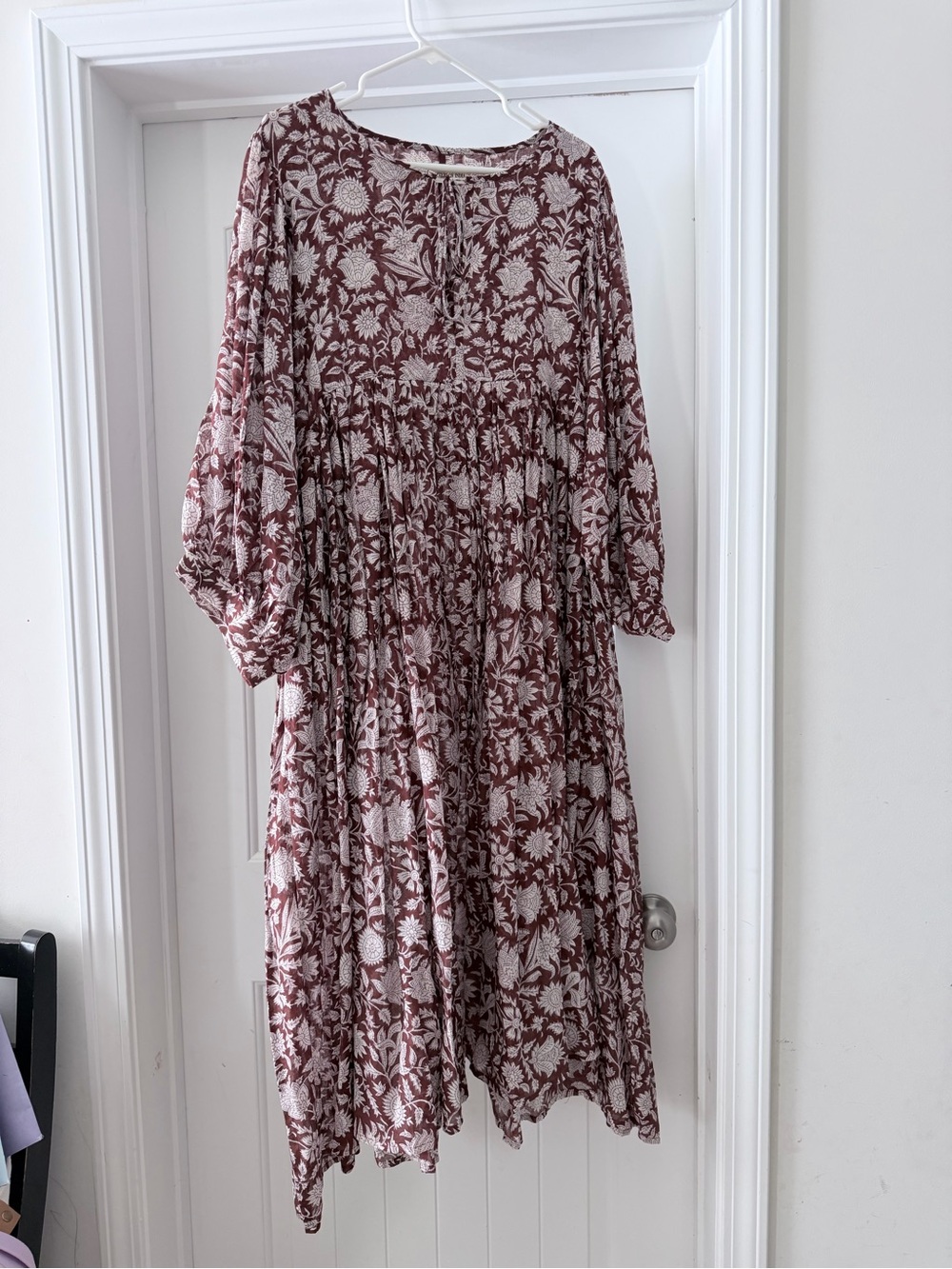 Daughters of India Mauve Maroon Floral Midi Dress